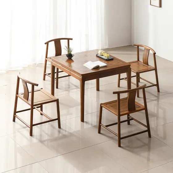 Mesa Baxian de madeira com asa de frango, toda quadrada de madeira maciça com mesa de desenho, casa chinesa, mogno, mesa