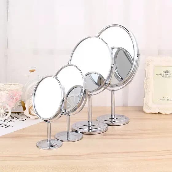 Espelho rotativo de 360 graus HD, espelho de maquiagem de mesa dupla face, lupa de aço inoxidável, espelho de maquiagem