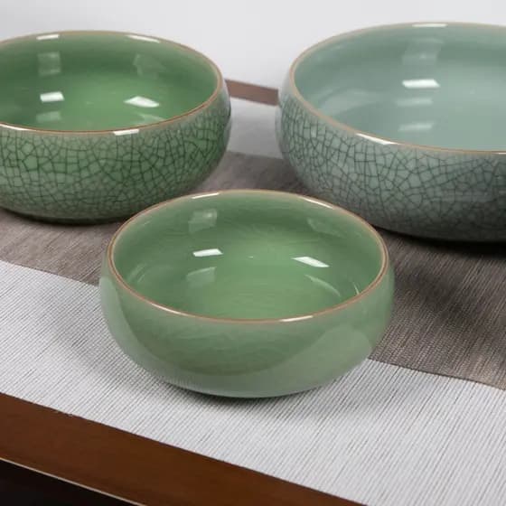 Celadon cinzeiro grande tamanho pequeno tigela de água Kung Fu caneta forno de lavagem utensílios de chá cerimônia supri