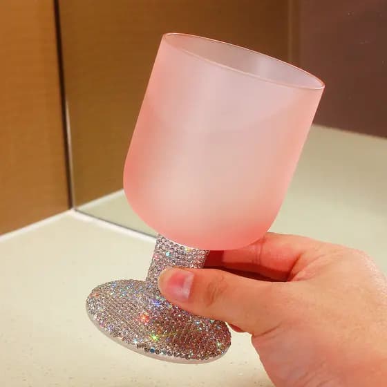 Diamante francês Medieval pôr do sol vidro fosco cristal taça Cocktail vidro colorido sobremesa suco vidro