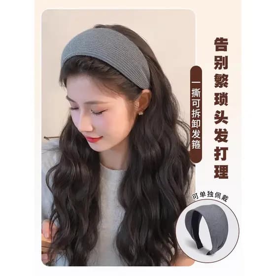 Yi Mengling mesmo estilo Retro malha ampliada bandana feminina costura de cabelo aumentado cabeça superior pressionado c