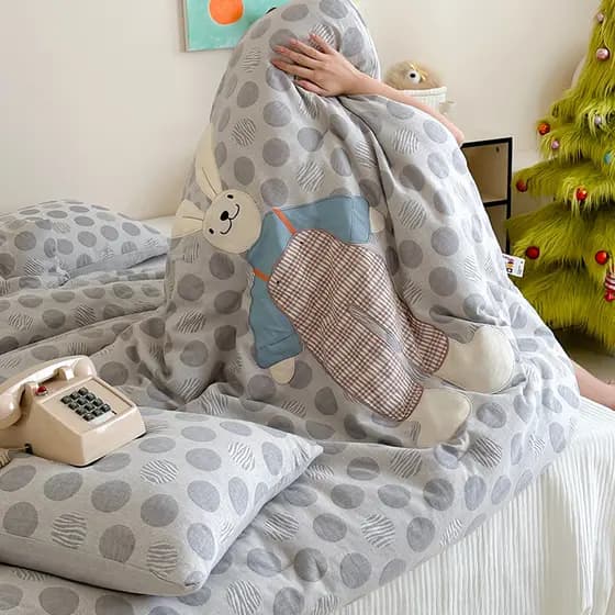 Algodão puro fio duplo primavera outono colcha remendo bordado bonito colcha núcleo lavável à máquina colcha de inverno