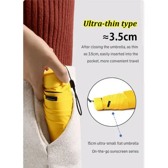 【Proteção Solar】6-Fold Umbrella/Capsule Umbrella/Pocket Umbrella 【Mini e Portátil】Guarda-Chuva Dobrável/Anti-UV para Via