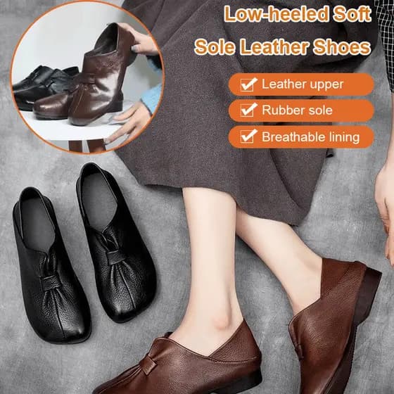 【Macio e Prático】Mom Literary Sapatos Retrô Solteiros De Feijão De Fundo Macio/Sapatos Para Mamães/Estilo Casual