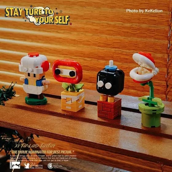 Nova série Mario Piranha blocos de construção pequenos ornamentos chama flor brinquedos presentes para meninos meninas