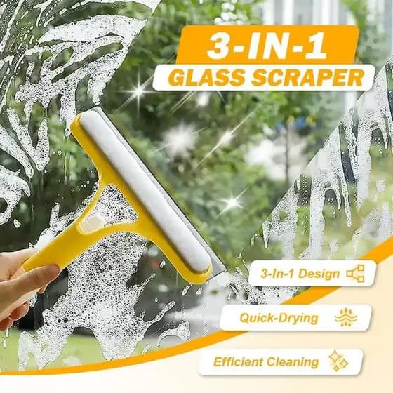 Raspador de Limpeza de Janelas 3 em 1, Novo Raspador 2025 para Vidros de Chuveiro, Função de Pulverização 3 em 1 para Po