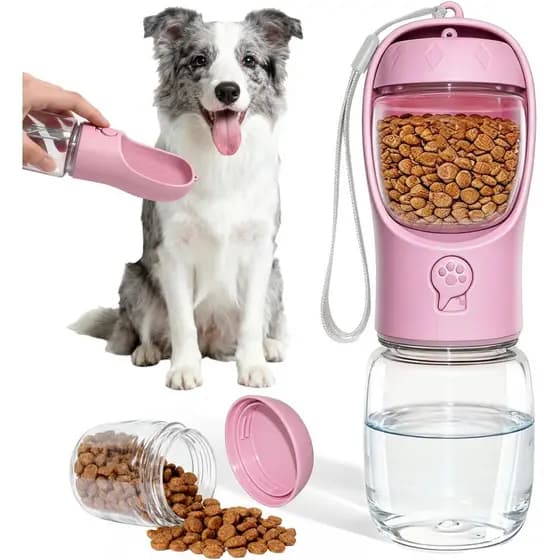 Garrafa de Água para Cães, Garrafa de Água Portátil com Recipiente para Comida para Cães, Gatos e Outros Animais de Esti