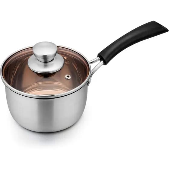 Panela TeamFar de 1 Quart, Panela de Aço Inoxidável com Tampa, Pequena Panela para Molhos e Leite para Cozinha Doméstica