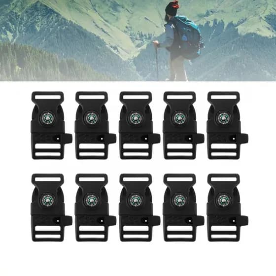10 Peças 15mm Clipes De Sobrevivência Ao Ar Livre Ajustáveis Pulseira Fivelas Compactas Ferramenta De Acampamento E Caminhada