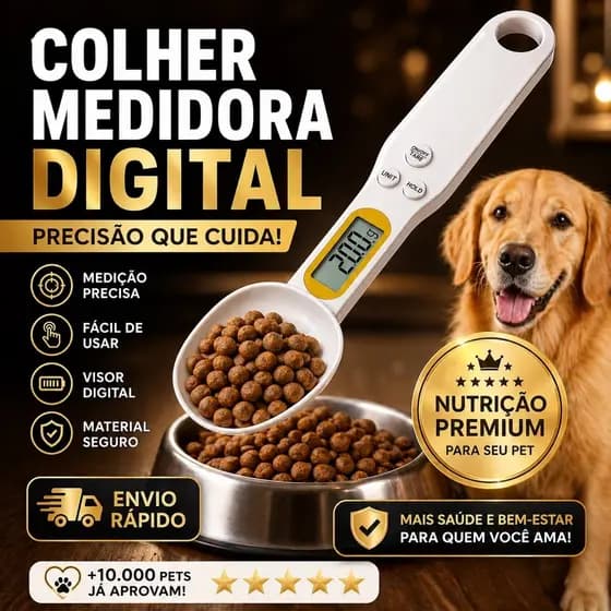Colher Balança Digital Para Cozinha e Ração Pet Medidor de Precisão 500g Pegador Alimento Portátil Prática Fácil Usar