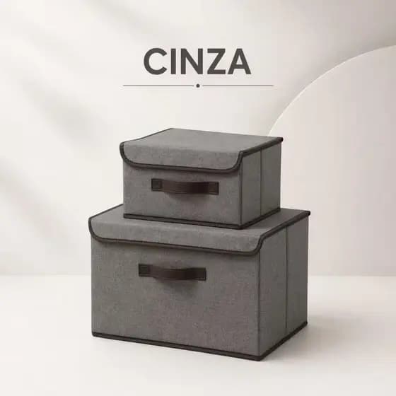Kit 2 Caixas de Armazenamento Organizadora Tecido TNT Dobrável Para Roupas Objetos e Brinquedos
