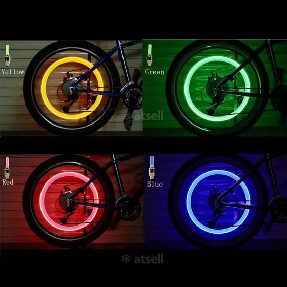 HW Bicicleta LED Flash Luz Colorida Lâmpada De Neon Tampas De Vedação De Pneus 1Pc