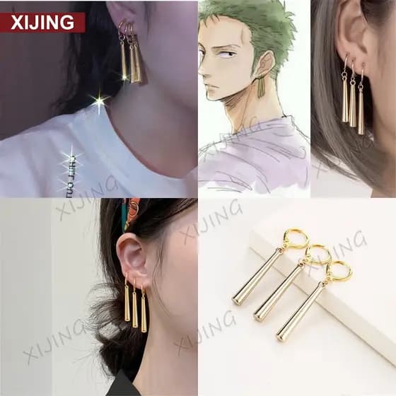 Adequado Para Brincos Femininos E Masculinos De 3 Peças Roronoa Zoro Anime Cosplay Hoop .