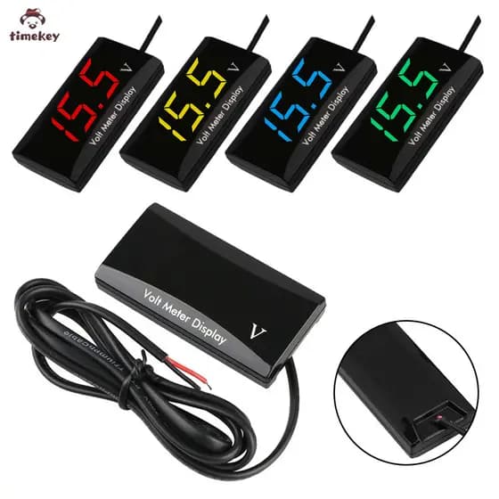 TK 12V Mostrador Digital LED Voltímetro De Motos Para Carros Medidor De Voltagem Vermelho Amarelo Azul Verde
