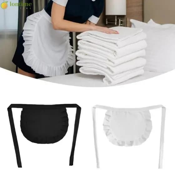 LONTIME 1 Peça Avental De Cintura , Traje Cosplay Preto E Branco , Aventais De Cozinha , Estilo Empregada Doméstica , Me