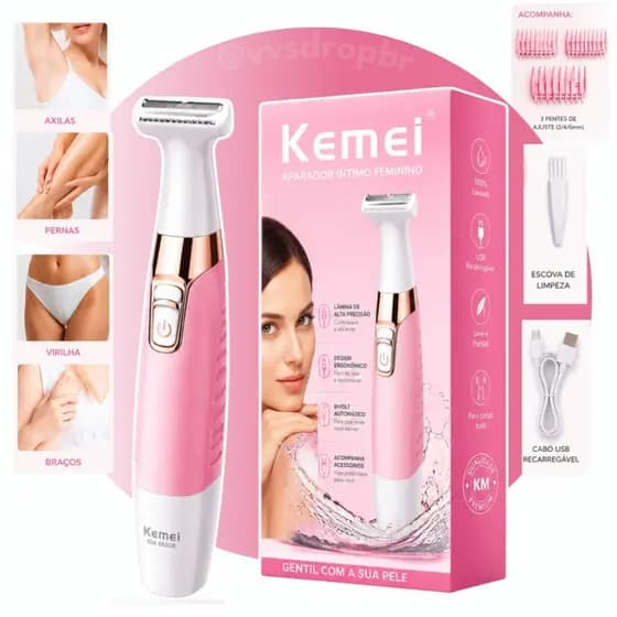 Aparador de Pelos Feminino Kemei KM-1900 3W Recarregável