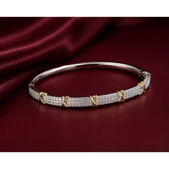 Pulseira Bracelete Feminina Luxo com Zircônias Delicada e Minimalista