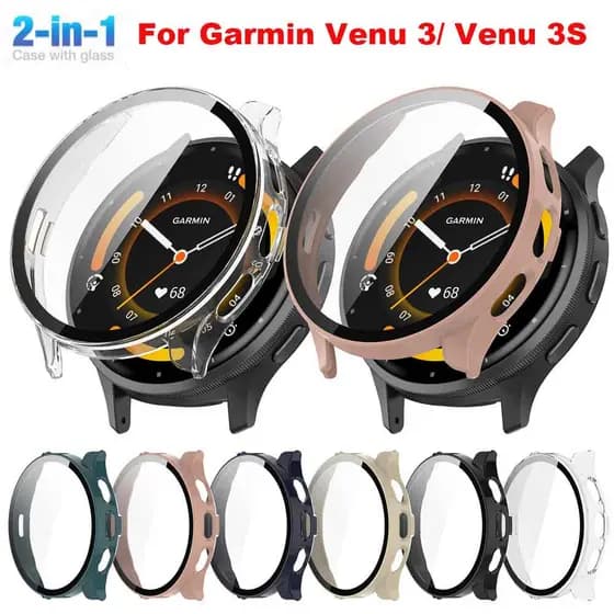 Filme De Vidro Temperado + Capa Para Garmin Venu 3/3S Protetor De Tela De Smartwatch Relógio Inteligente Cobertura Compl