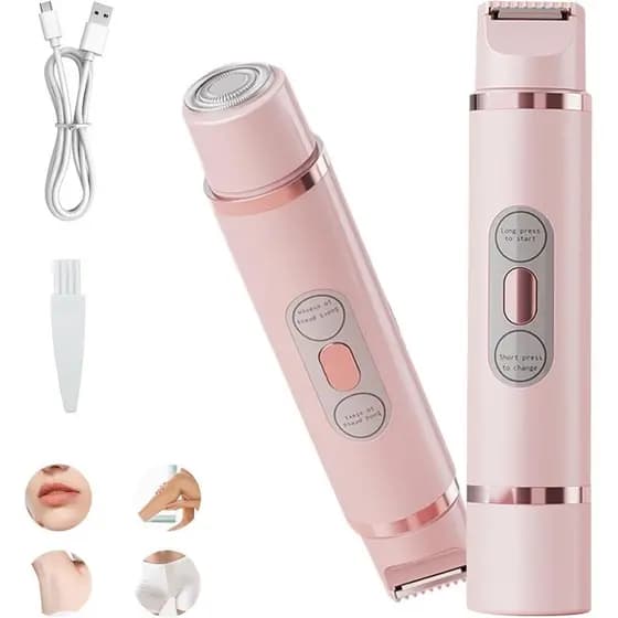 Removedor de Pelos Faciais para Mulheres, Aparador de Pelos Faciais 2 em 1, Aparador de Biquíni à Prova d'Água IPX7 para