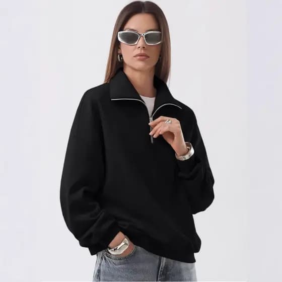 Moletom preto novo estilo casal Plus Size masculino feminino moletom com zíper outono inverno topo