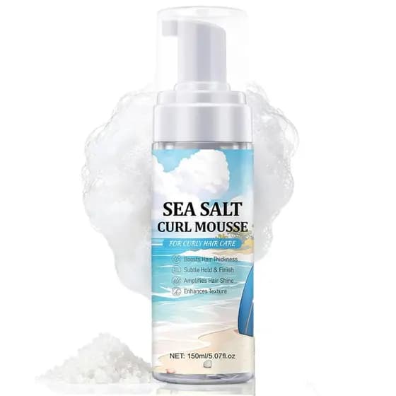 Mousse Modeladora de Cachos com Sal Marinho 5.07 oz - Realça o Efeito dos Cachos - Mousse Anti-Frizz com Efeito Texturiz