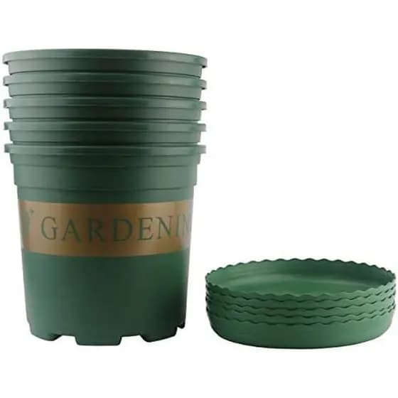 Ogrmar 5 Pcs Galão Durável Vaso De Berçário/Vasos De Plantador De Jardim/Recipiente De Plantas Com Palete De (3 Galões)