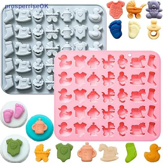 Moldes de chocolate para festas de bebê, moldes de silicone com tema de doces, macacão de mamadeira, moldes para assar c