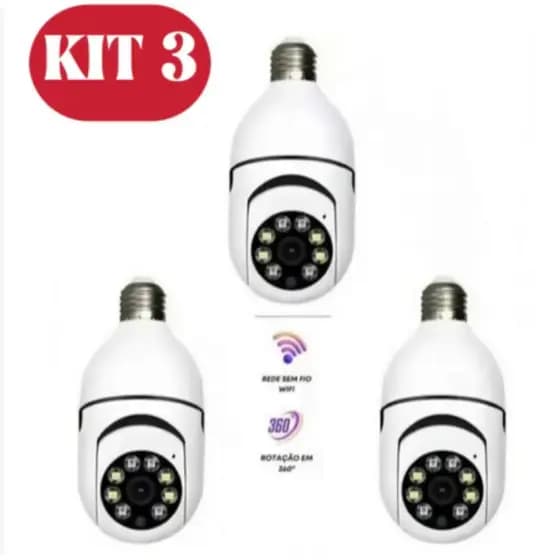 KIT 1/2/3/4 360 ° Câmera Giratória Sem Fio IP Wi-Fi Com Montagem De Luminária PTZ Zoom Full HD Segurança De Visão Noturn