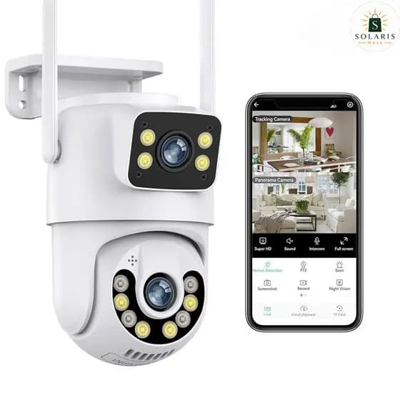 Câmera De Segurança Lente Dupla ICESEE IP66 Wi-Fi 360° Sensor Movimento Visão Noturna 2 em 1 Fixa APP ICSEE