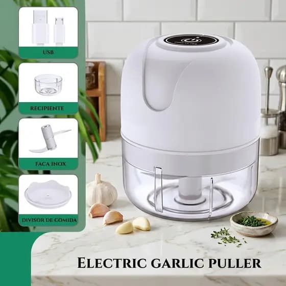 Mini Processador Triturador Elétrico 250ml Copo Sem BPA Picador Alho Cebola Chefe Moedor De Carne Frango Bivolt