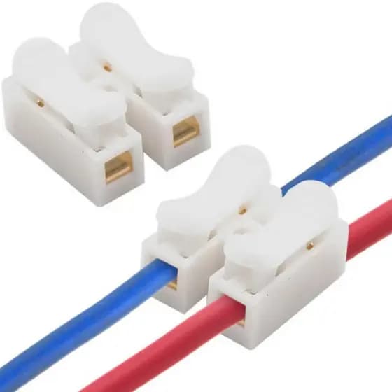 kit Conectores Emenda Inline Rápida 2 Vias 10a Cabo Fio 0,5-2,5mm2 conector inline branco emenda fio rígido flexível