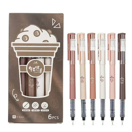 Caneta gel fofa de papelaria carbono 0.5mm preta caneta gel de secagem rápida de alta aparência caneta Rollerball líquid