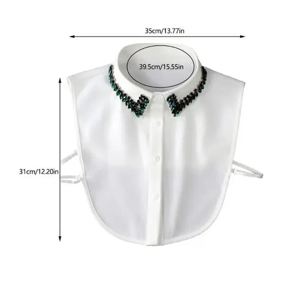Blusa Feminina Blala Com Gola Falsa E Strass Removível Meia Camisa