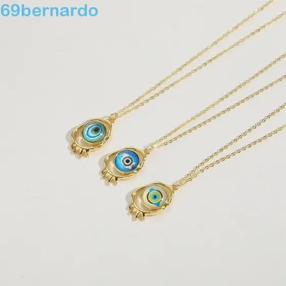 BERNARDO Colar Olho Do Diabo , Pingente De Luxo Esmalte Vintage , Banquete Roupas Corrente De Pescoço