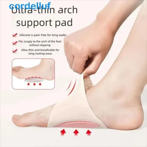 Almofada De Arco De Silicone CORDELLUF , Suporte Espesso Macio , Palmilha Ortopédica Elástica Antiderrapante