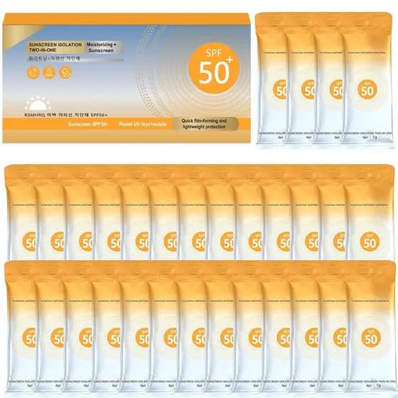 50 Unidades de Protetor Solar em Tamanho de Viagem, SPF50+ Mini Protetor Solar em Lote, Pacotes de Protetor Solar Hidrat