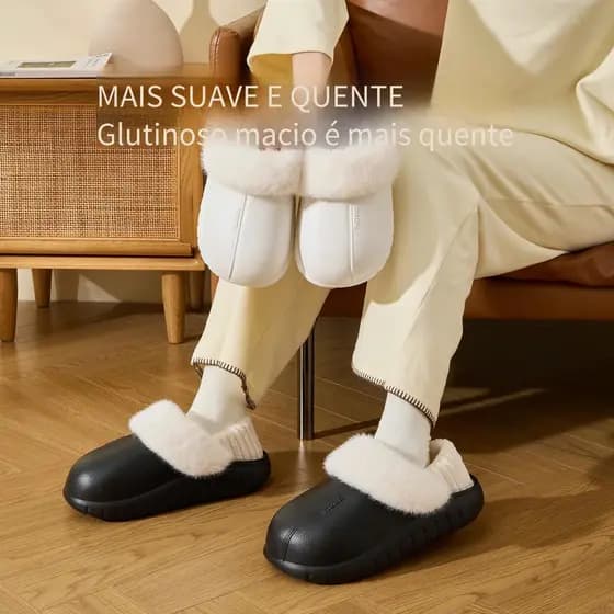 Novo estilo interior casa quente chinelos de pelúcia outono inverno