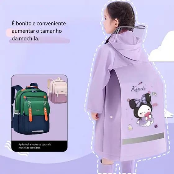 Poncho de aba grande para meninos e meninas, peça única