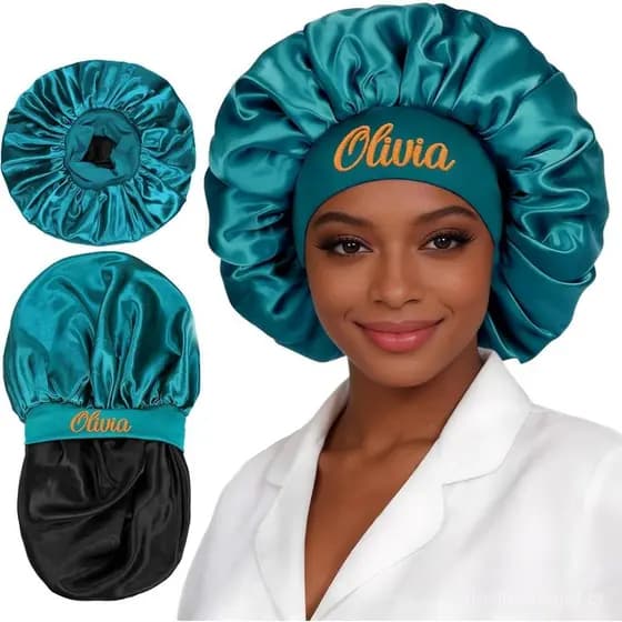 Touca de Seda Personalizada para Mulheres, Toucas de Cetim Personalizadas para Meninas, Cobertura de Cabeça Noturna, Tou