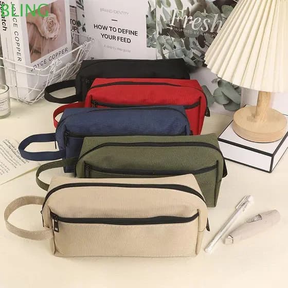 Bolsa De Caneta BLING , Lápis De Grande Capacidade De Cor Sólida , Caixa De Pano De Alta Qualidade , Escritório Escolar