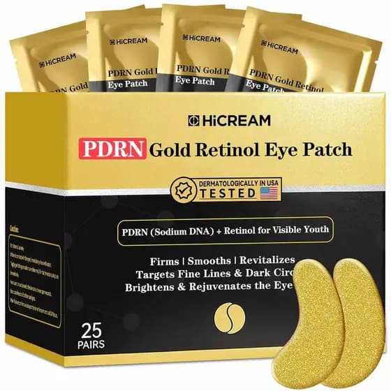 Patches para Olhos PDRN, 25 Pares de Máscara para Olhos com Retinol e Cafeína, Almofadas Hidratantes de Colágeno para Ol