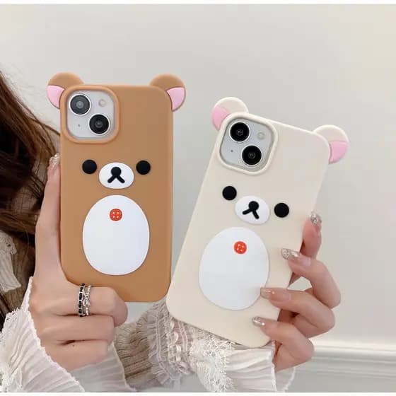 Para iPhone 17 16 15 14 13 12 Pro MAX 11 15Pro 14Pro 13Pro Silicone Rilakkuma Urso Capa Macia