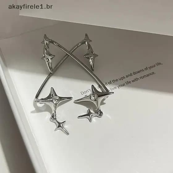 akayfirele1 1 Par De Brincos De Punho De Orelha Com Clipe De Estrela Da Moda Para Mulheres Zircônia Sem Piercing Moderno