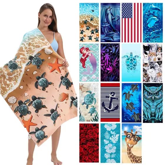 Toalha de banho impressa em microfibra de 75 * 150 cm Toalha de praia absorvente Toalha de praia
