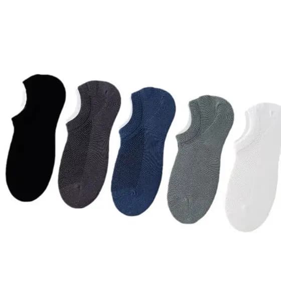 Meias de malha meias invisíveis meias barco Anti-Pilling masculino cor sólida meias desossadas 5 pares