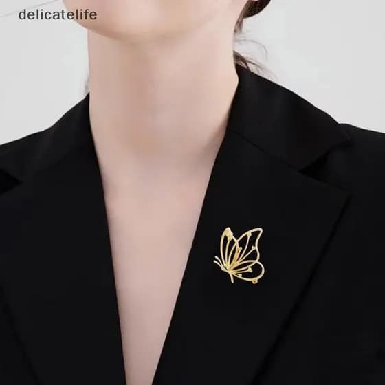 Bonito Metal Borboleta Broches Para Mulheres Elegante Oco Suave Pino Design Fino Fácil De Combinar Festa Escritório Broc