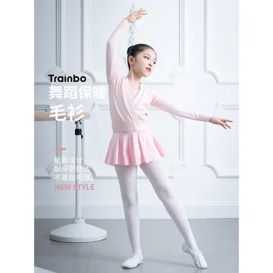 Cardigã de dança infantil, jaqueta com cadarço, outono inverno, manga comprida, xale, meninas, quente, balé, roupas de p