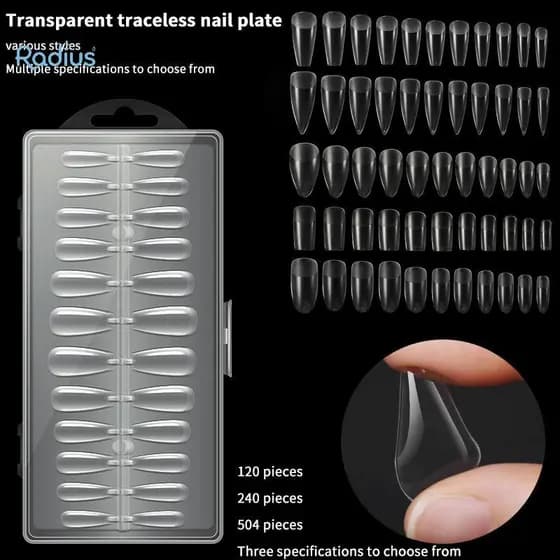 Raio Capa Completa Imprensa Em Pontas De Unhas Estilete Francês Amêndoa Caixão Quadrado Artificiais Fácil De Usar Para F