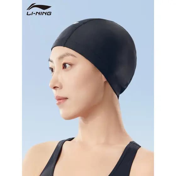 Li Ning Touca de natação para adultos, homens e mulheres, tecido profissional 2026, novo estilo, proteção para os ouvido