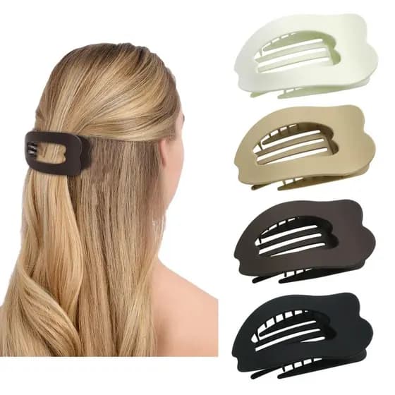 Presilhas de Cabelo Planas para Mulheres - Pacote com 4 Presilhas de Garra Planas Foscas, Presilhas Antiderrapantes de F